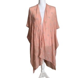 Women’s Light Peach Mauve Pearl Detailed Kimono Cover Up Size L/XL